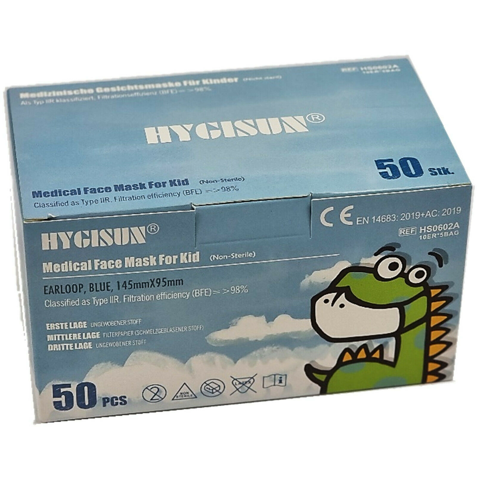 Hygisun OP-Kindermaske Typ IIR medizinische Maske CE-zertifiziert 3-lagig