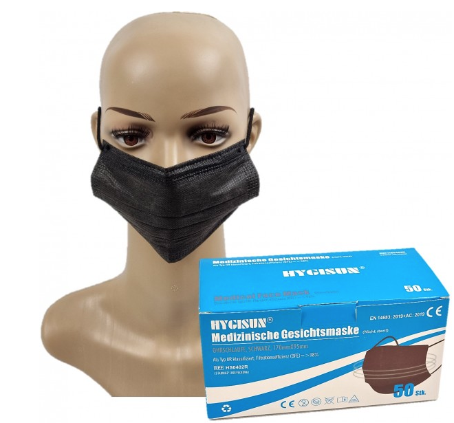 HYGISUN medizinische Maske Typ OP-Maske CE-zertifiziert 3-lagig schwarz