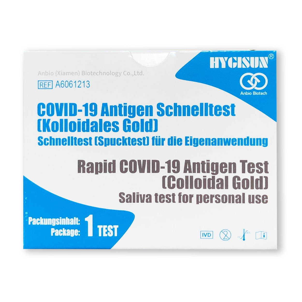 Hygisun Covid-19 Schnelltest Antigen Spucktest Selbsttest Laientest CE 1434